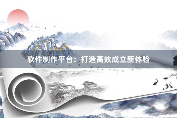 软件制作平台：打造高效成立新体验