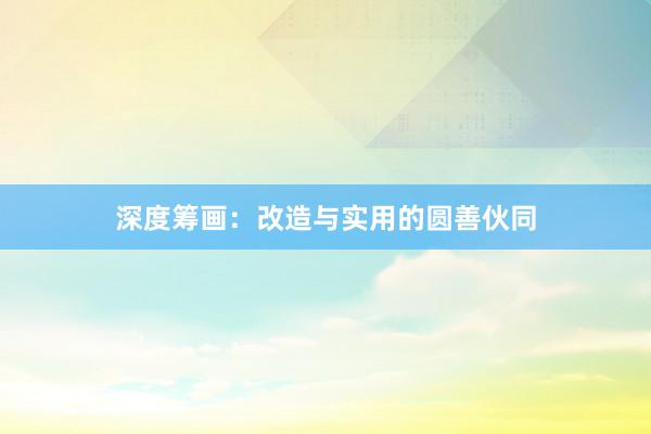 深度筹画：改造与实用的圆善伙同